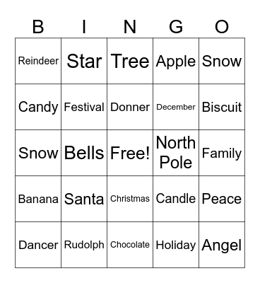 Horizontal Bingo Card