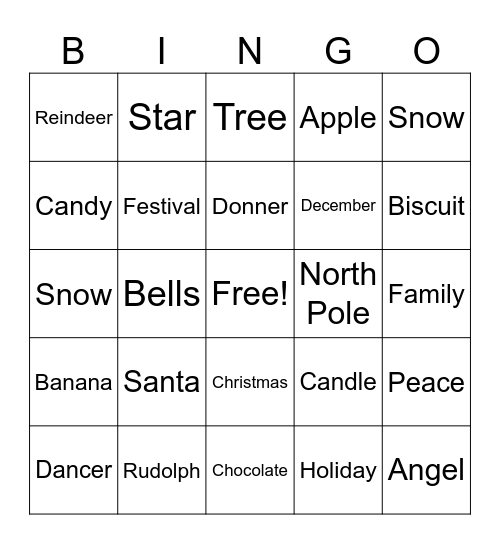 Horizontal Bingo Card