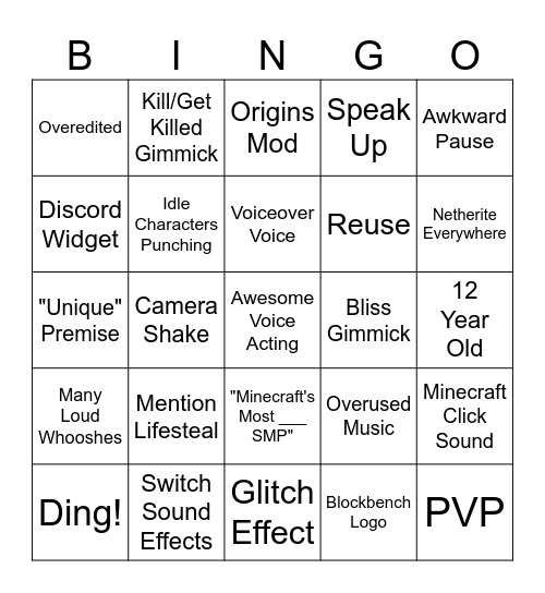 SMP Trailer Bingo Card