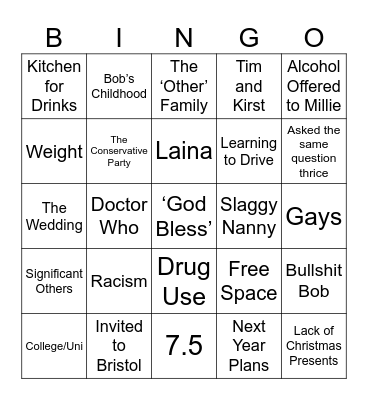 Bobtacular Bingo Card
