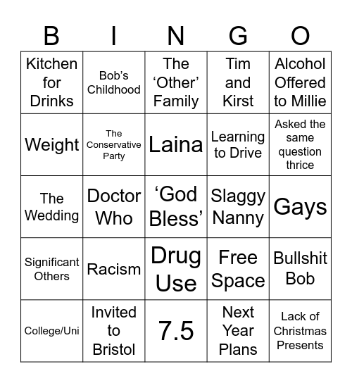 Bobtacular Bingo Card