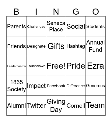 Cornell Giving Day Bingo Card