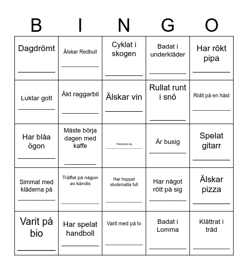 Hitta någon som..... i sommar Bingo Card