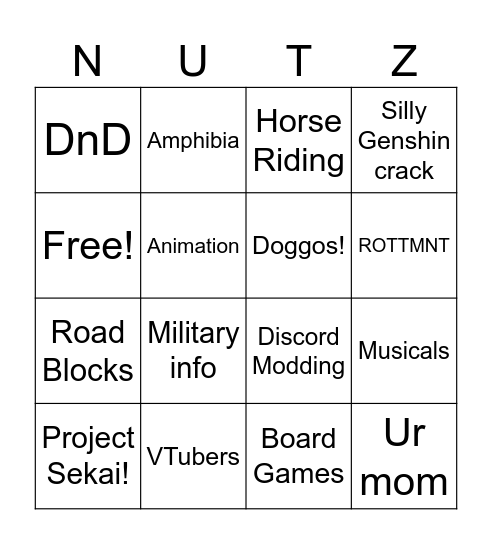 How Many Likes/Interests Do You Share With Me? Bingo Card