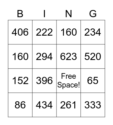 2X1 Multiplication  Bingo Card