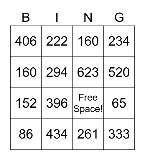 2X1 Multiplication  Bingo Card