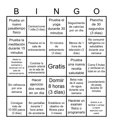 Desafío de Bingo de Enero Bingo Card