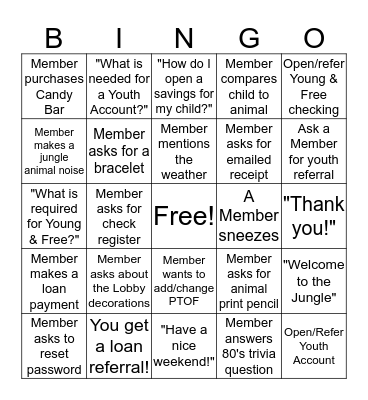Wild About Savings! Bingo Card