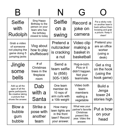 Scavenger Hunt Bingo Card