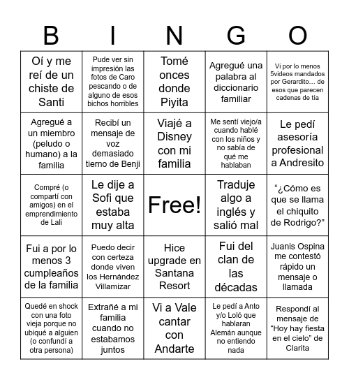 Ospinas - 2023 Bingo Card
