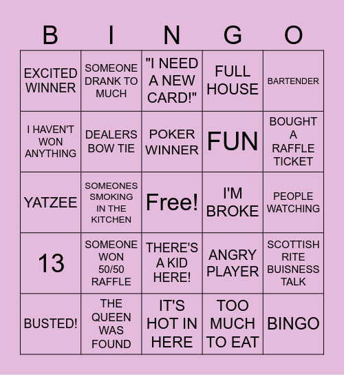 CASINO BINGO Card