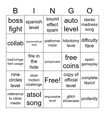recent tab bingo Card