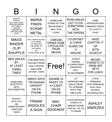 BINGO BANGO BONGO Bingo Card