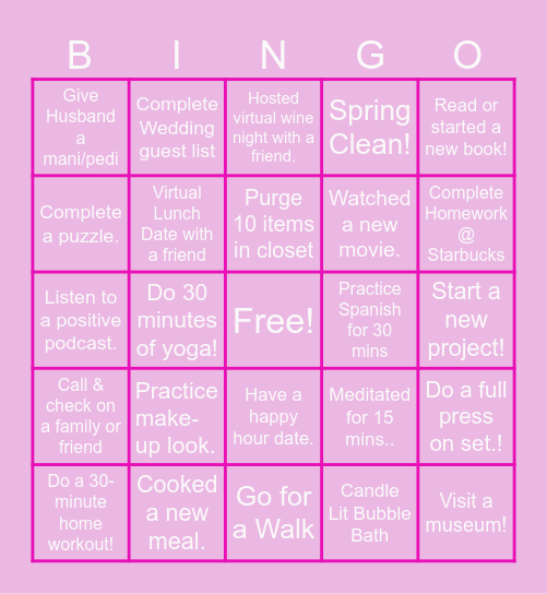 Social Media Break Bingo Card