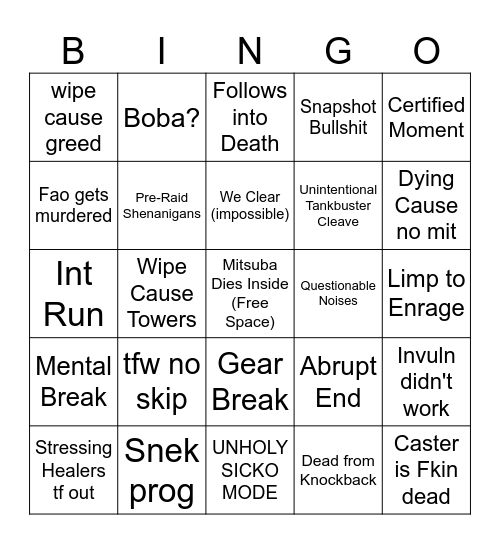 Certified Freaks Raid Bingo (P8S) Bingo Card