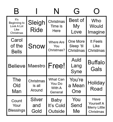 Christmas Soundtracks Bingo Card