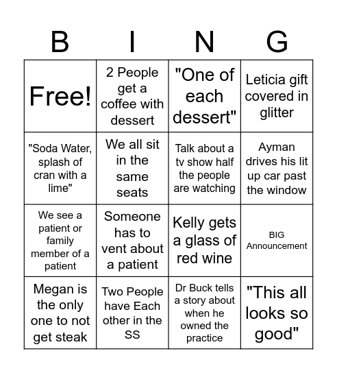 Christmas Party Bingo Card