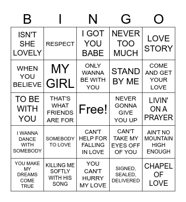 MUSIC Bingo Card