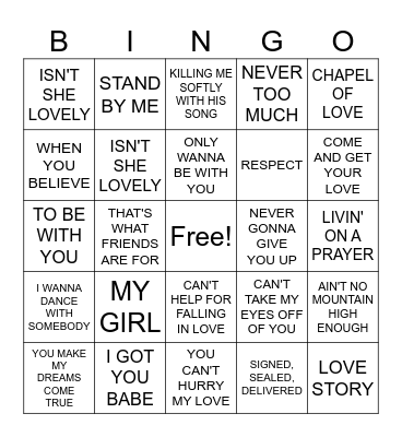 MUSIC Bingo Card