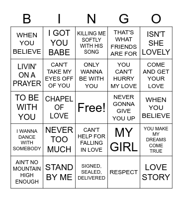 MUSIC Bingo Card