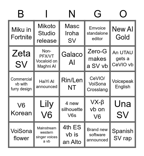 Vsynth 2024 Predictions Bingo Card