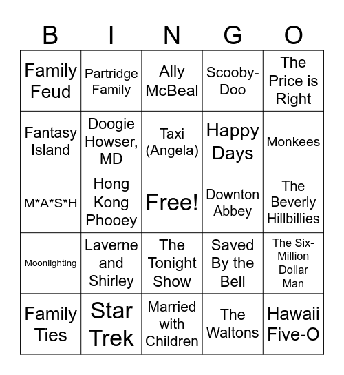 TV Themes Bingo Card