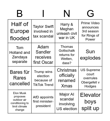 2024 Apocalypse Bingo Card
