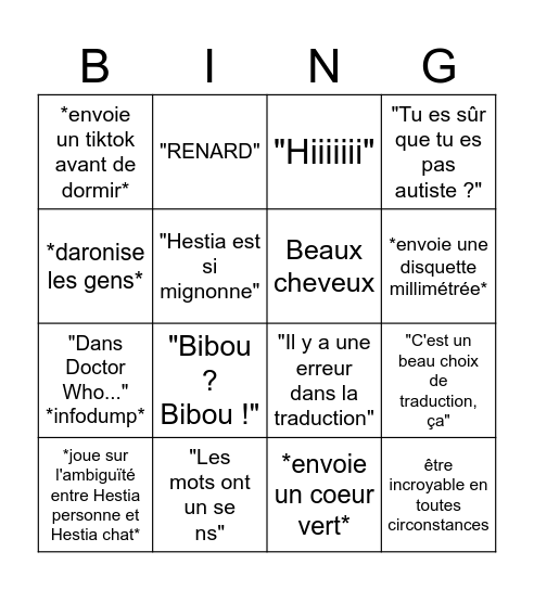 Onir Bingo Card