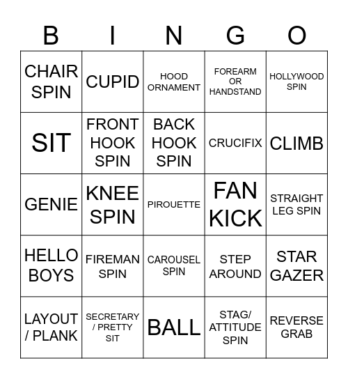 POLE DANCING Bingo Card