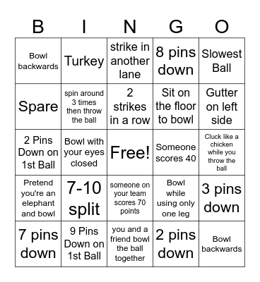 Bowling Bingo Card