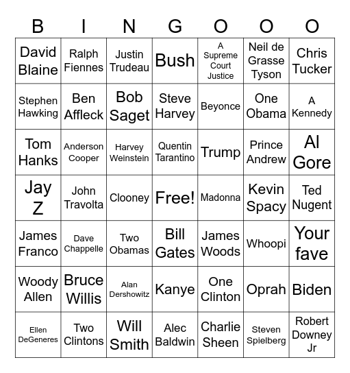 Epstein Fuckin from Beyond the Grave Bingo Card