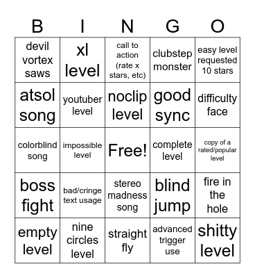 recent tab levels Bingo Card