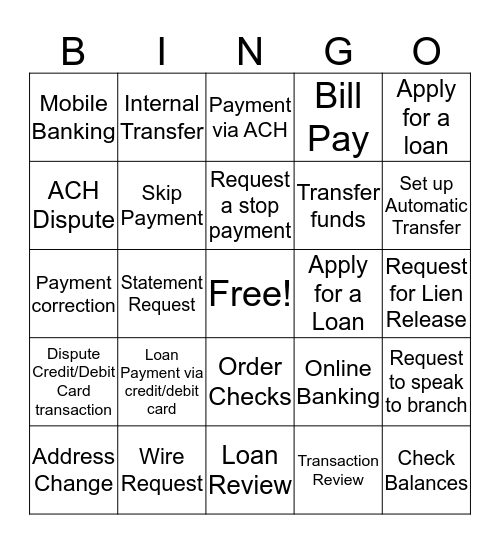 Bring Your Child to Work Bingo Card
