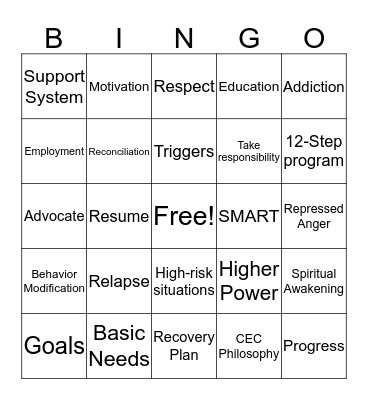 CEC Bingo Card
