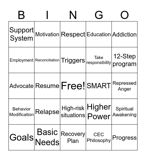 CEC Bingo Card