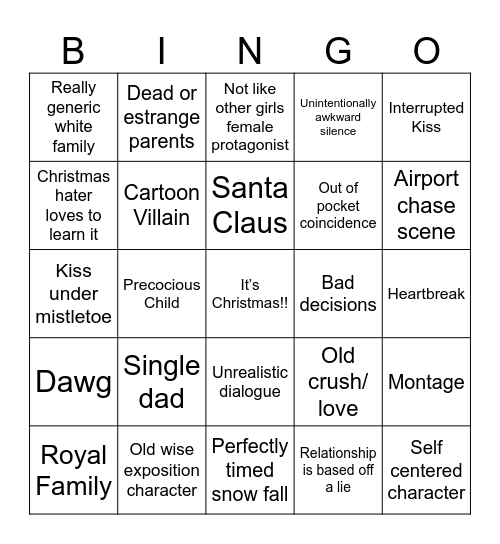 Christmas Movies Bingo Card