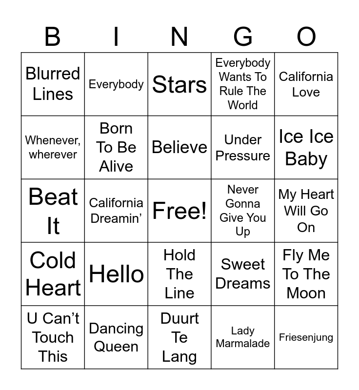 Valse Bingo - Ronde 1 Bingo Card