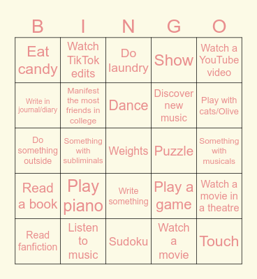 12/28/23 Bingo Card
