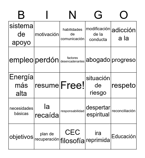 CEC Bingo- Espanol  Bingo Card