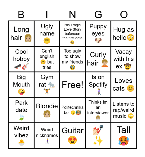 ✨Tinder Boisss ✨ Bingo Card