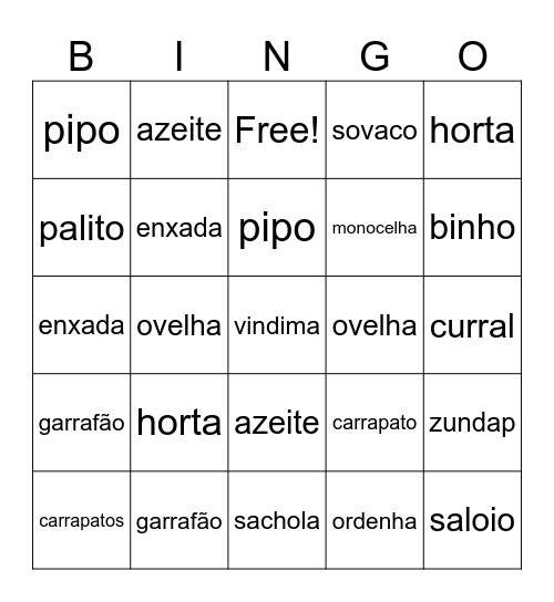BINGO SALOIO Bingo Card