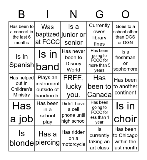 Breakfast Club Bingo! Find someone who... Bingo Card