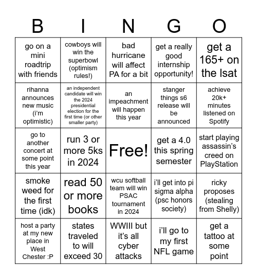 2024 BINGO :D Bingo Card