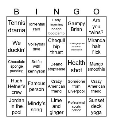 Body Holiday Bingo Card