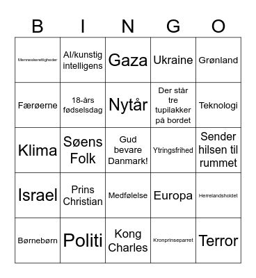 Dronningens Nytårstale 2023 Bingo Card