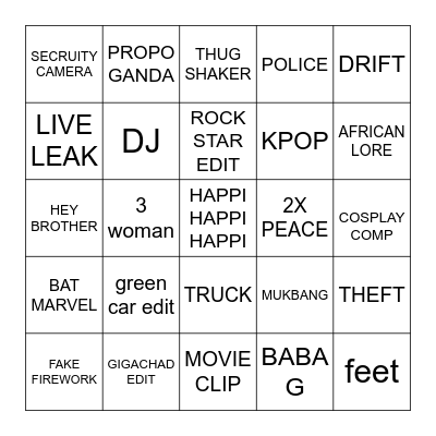 DOUYIN Bingo Card