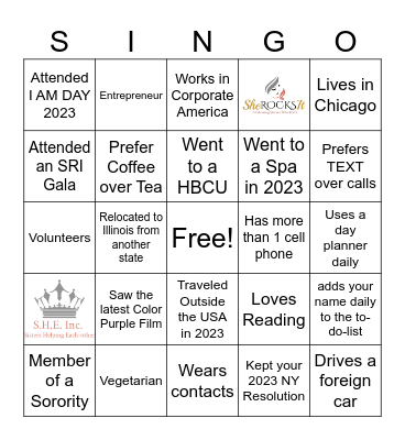 I AM SHE- SHEINGO Bingo Card