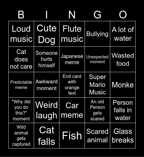 Unusual Memes Bingo Card