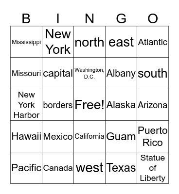 Civics Review Bingo Card