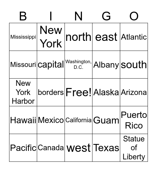 Civics Review Bingo Card